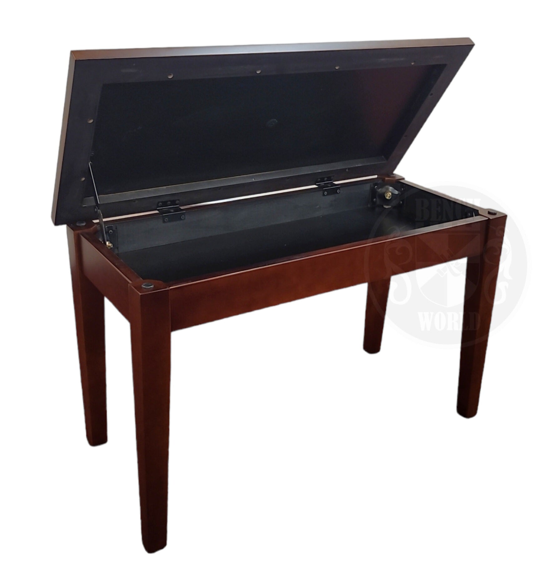 Light Satin Walnut Piano Bench  Open