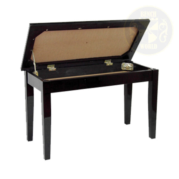 High Polish Ebony Piano Bench Open