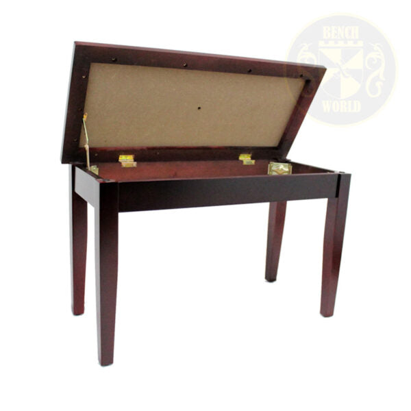 Satin Mahogany Piano Bench Open