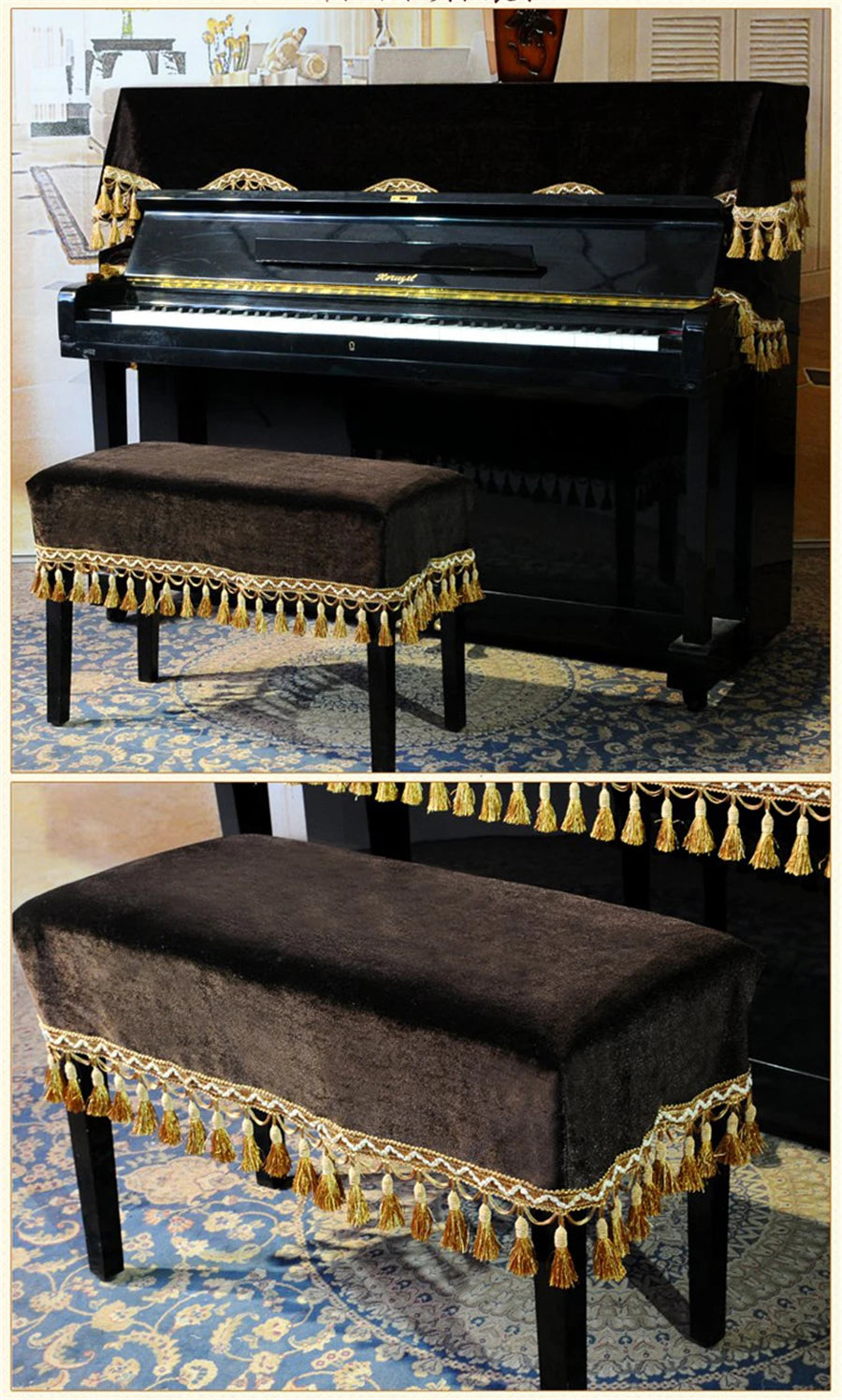 Velvet Tassel Piano and Stool Cover