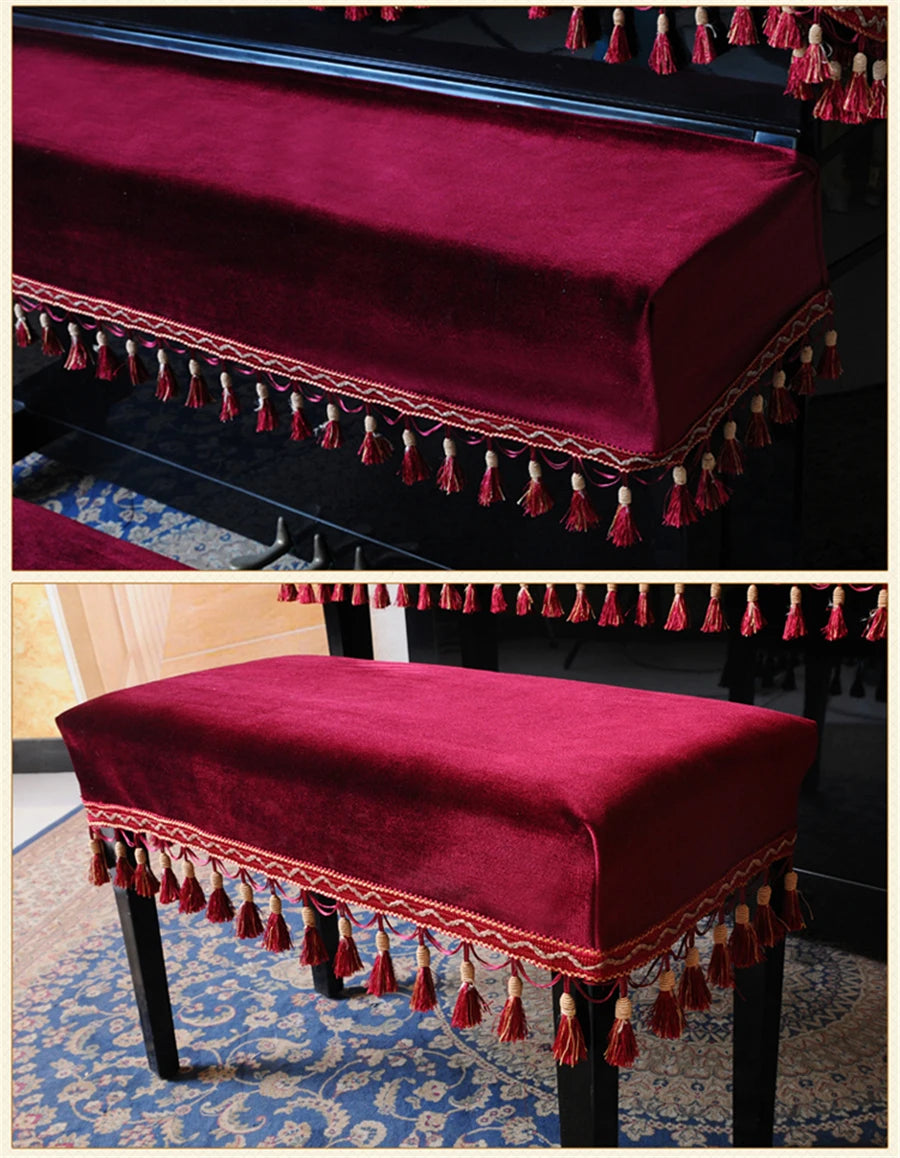 Velvet Tassel Piano and Stool Cover