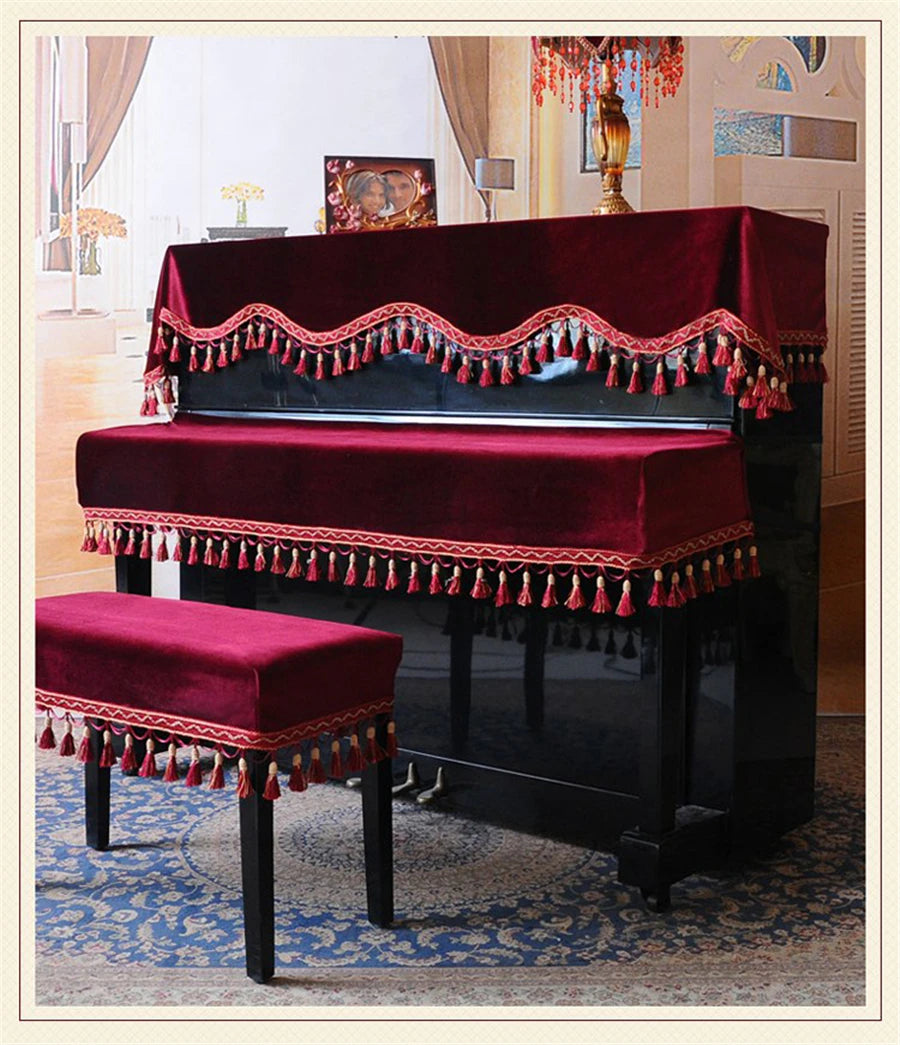 Velvet Tassel Piano and Stool Cover